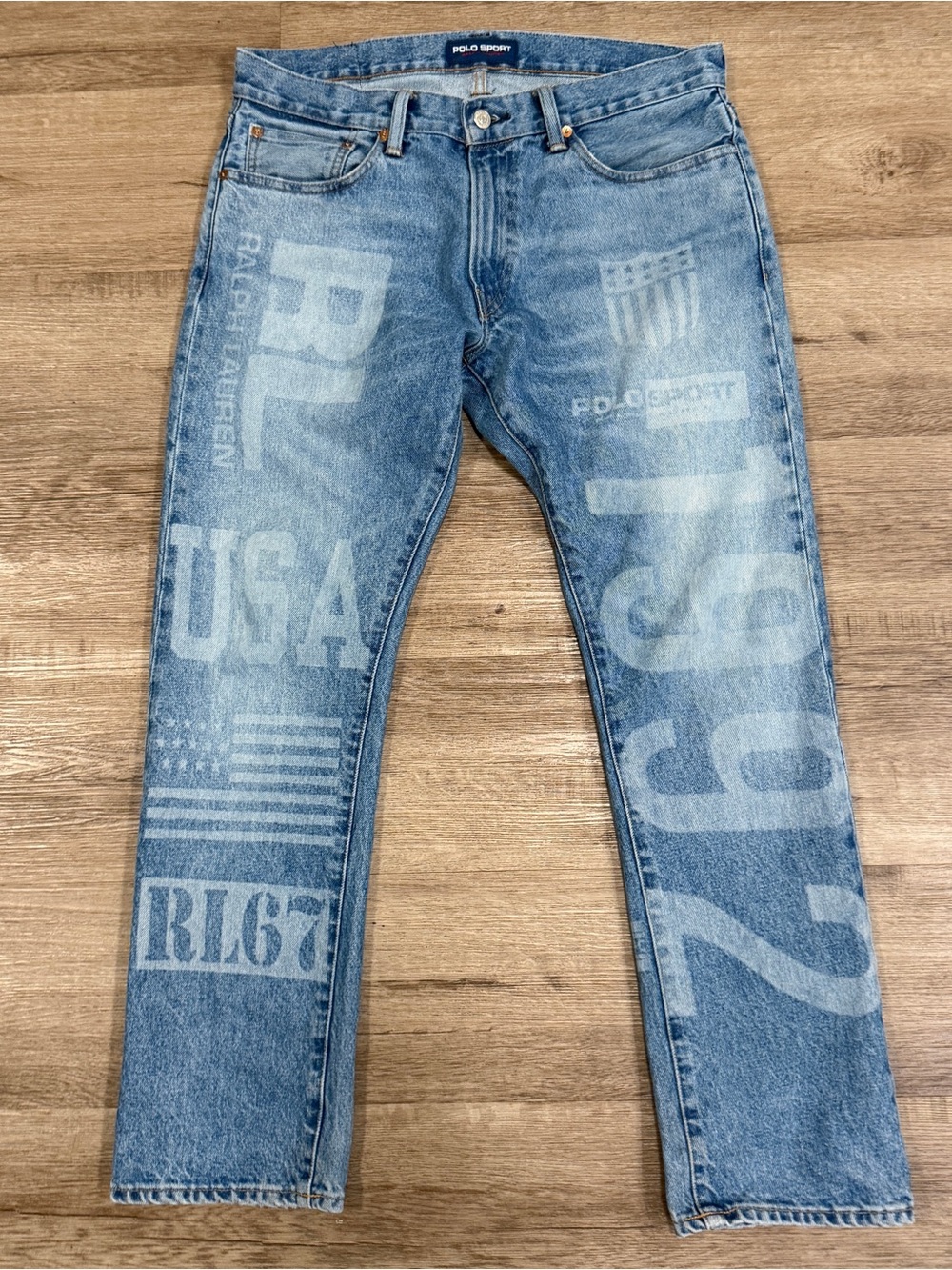 Polo Sport Ralph Lauren Stadium 1992 Graphic Blue Jeans USA Graphic 32x30